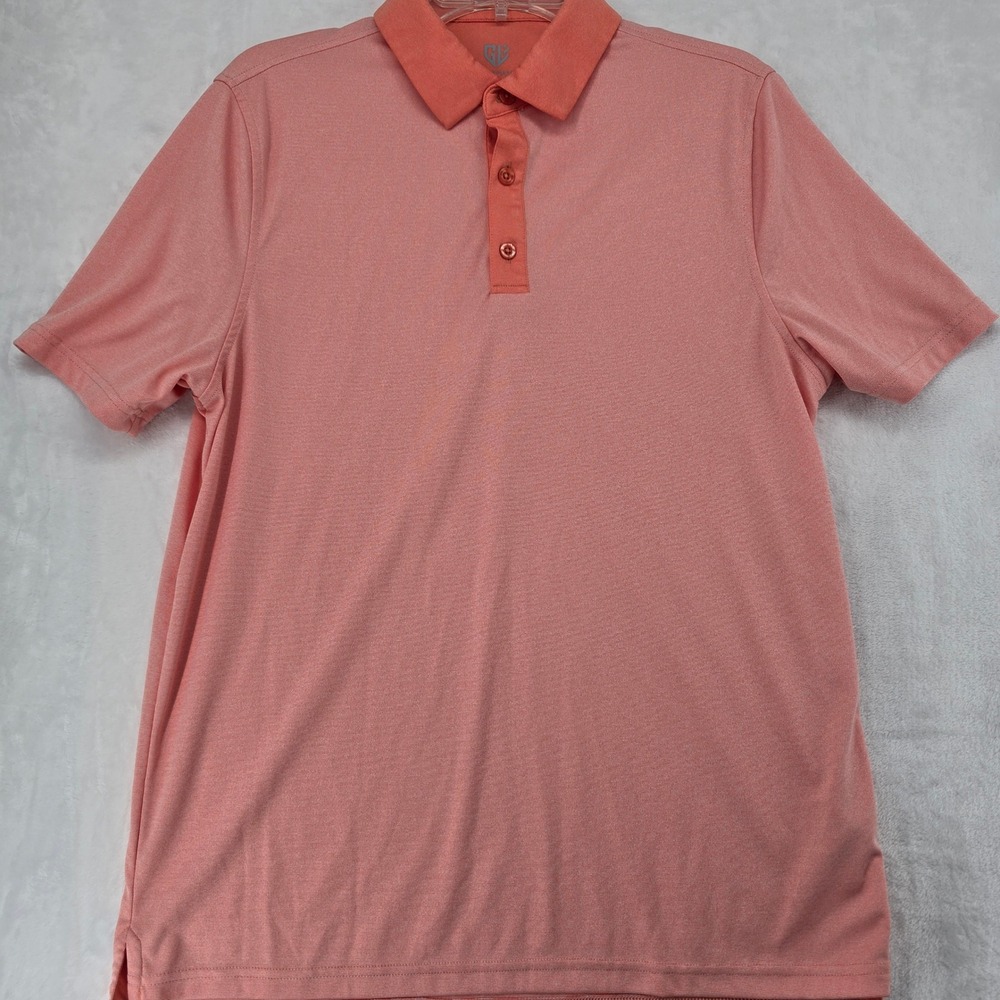 Graham Luxe Hamill Mens  M Polo‎ Shirt Coral Pink Short Sleeve Golf Performance